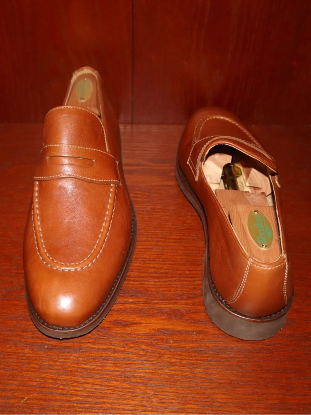 Peter Millar Men's Leather Penny Loafers in Tan Brown